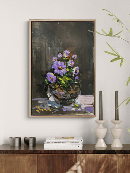 Menekşede Bahar Yağlı Boya Tablosu