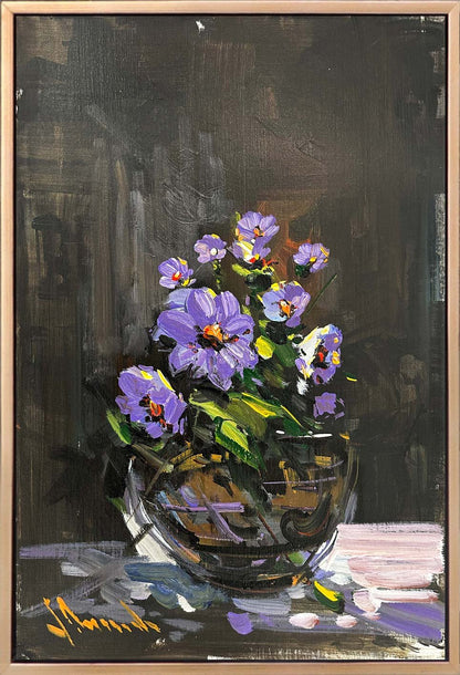 Menekşede Bahar Yağlı Boya Tablosu