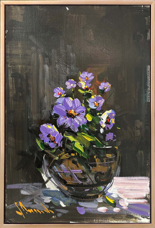 Menekşede Bahar Yağlı Boya Tablosu