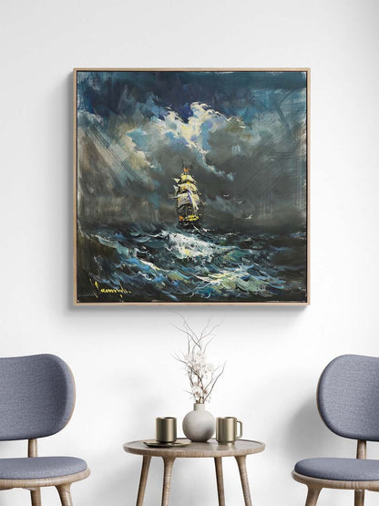 Yelkenin Ardında Yağlı Boya Tablosu