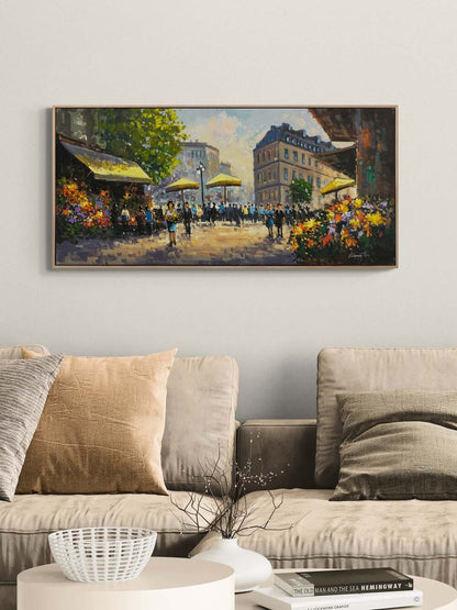 Çiçek Pazarı Sesi Yağlı Boya Tablosu