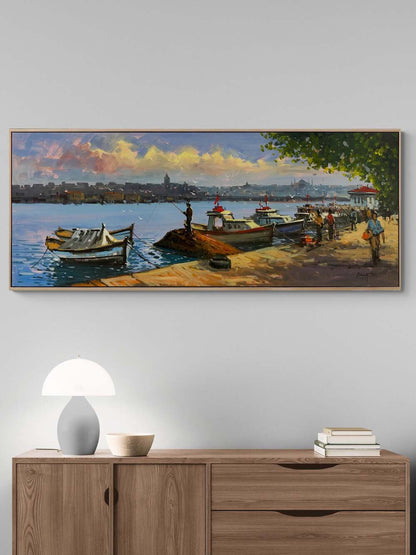 Salacak'ta Balıkçıları Yağlı Boya Tablosu