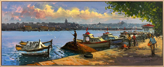 Salacak'ta Balıkçıları Yağlı Boya Tablosu