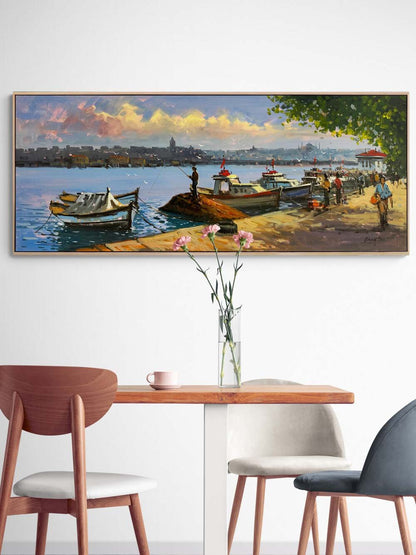 Salacak'ta Balıkçıları Yağlı Boya Tablosu