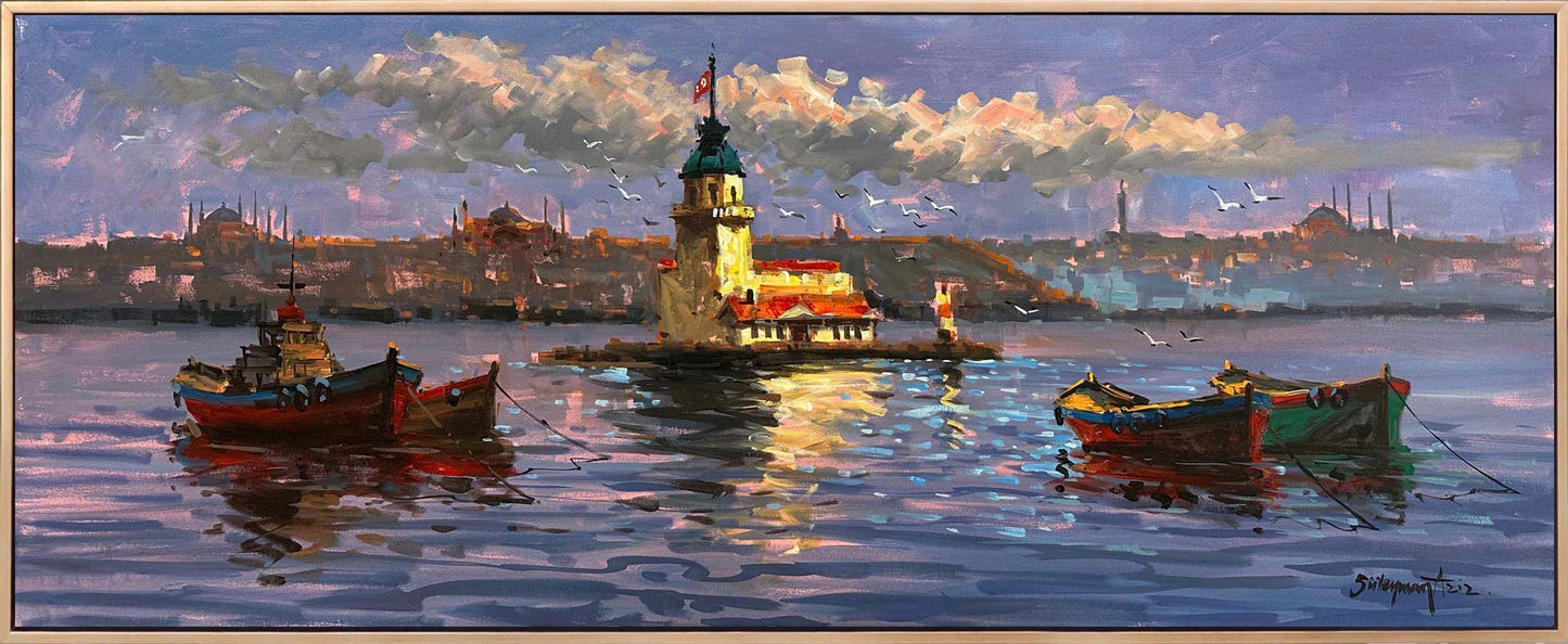 Seyirde Kız Kulesi Yağlı Boya Tablosu