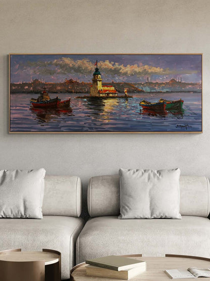 Seyirde Kız Kulesi Yağlı Boya Tablosu