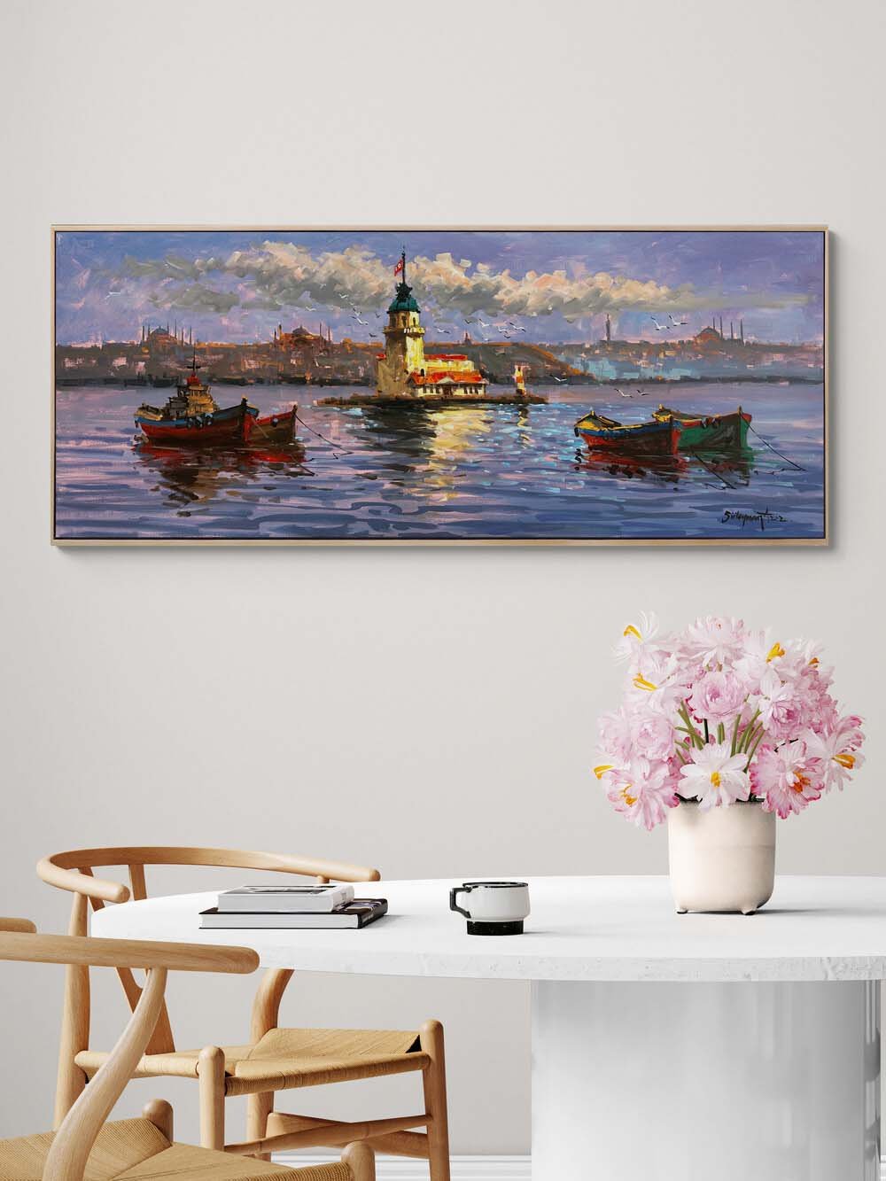 Seyirde Kız Kulesi Yağlı Boya Tablosu