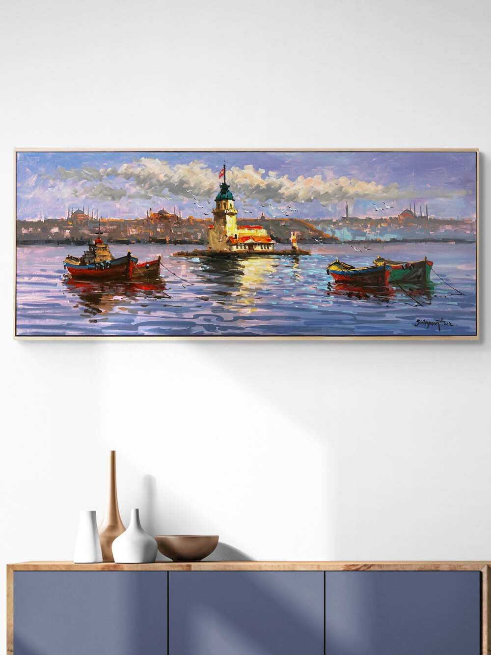 Seyirde Kız Kulesi Yağlı Boya Tablosu