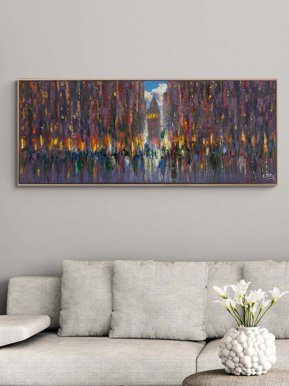 Kalabalıklar İçinde Galata Yağlı Boya Tablosu