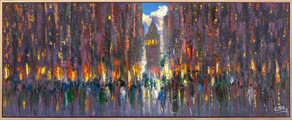 Kalabalıklar İçinde Galata Yağlı Boya Tablosu