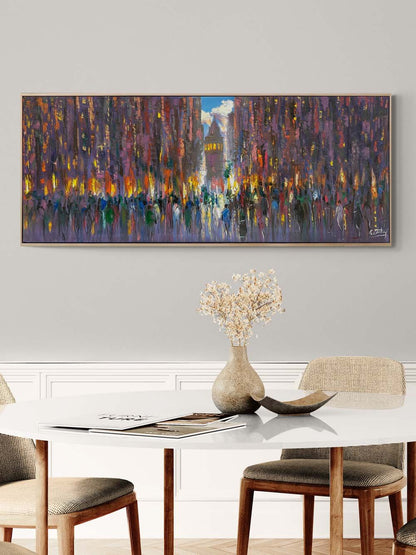 Kalabalıklar İçinde Galata Yağlı Boya Tablosu