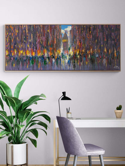 Kalabalıklar İçinde Galata Yağlı Boya Tablosu