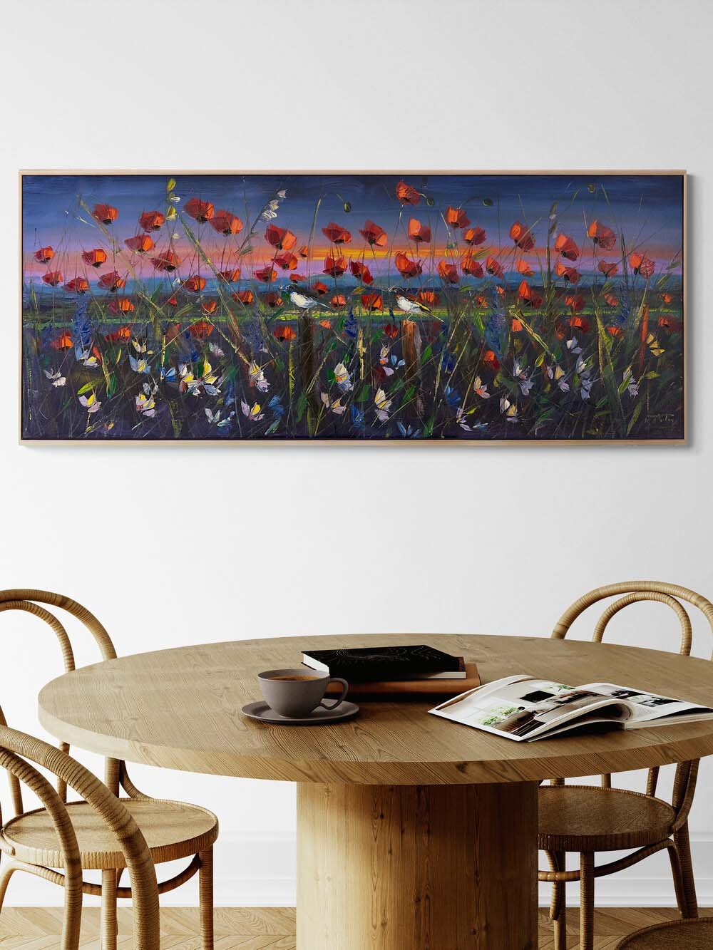 Gece Gelincik Bahçesi Yağlı Boya Tablosu