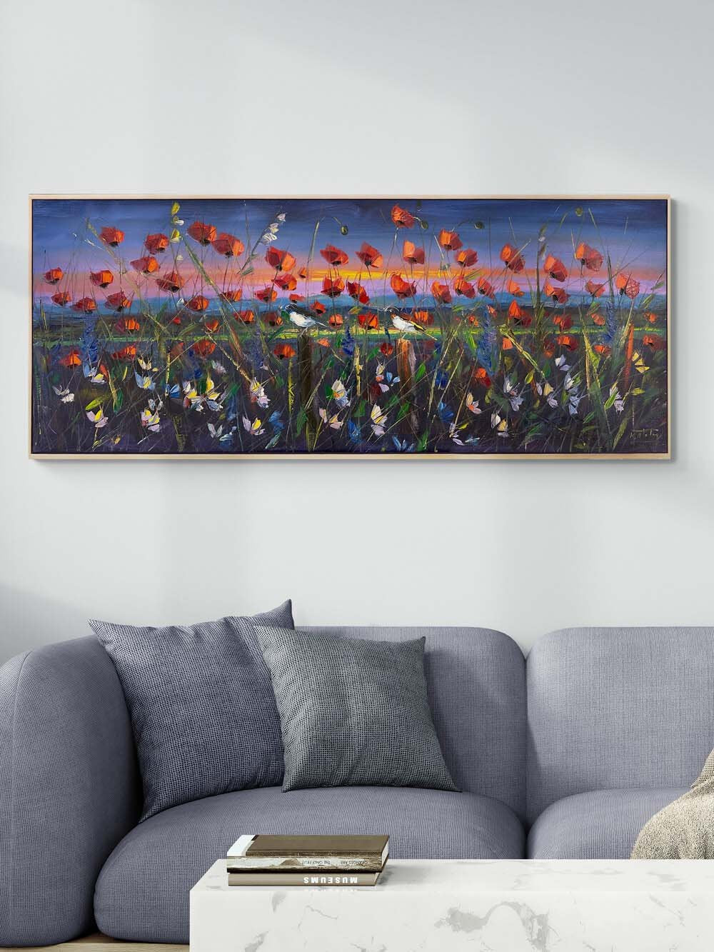 Gece Gelincik Bahçesi Yağlı Boya Tablosu