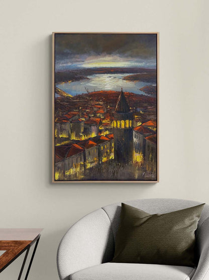 Galata’dan Bir Akşam Yağlı Boya Tablosu
