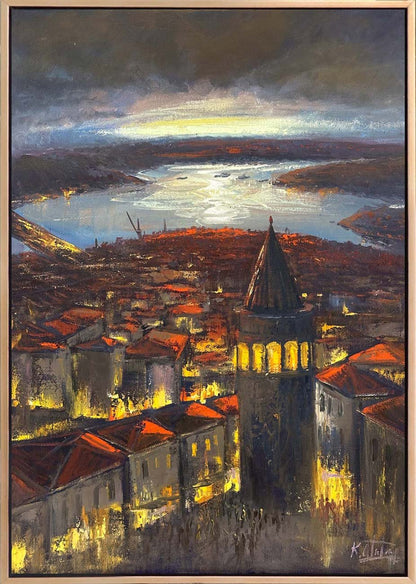 Galata’dan Bir Akşam Yağlı Boya Tablosu