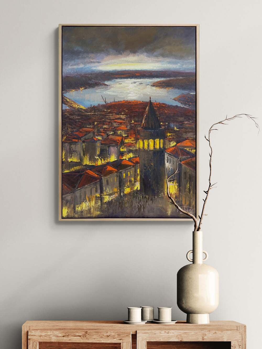 Galata’dan Bir Akşam Yağlı Boya Tablosu