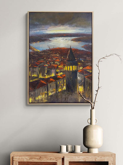 Galata’dan Bir Akşam Yağlı Boya Tablosu