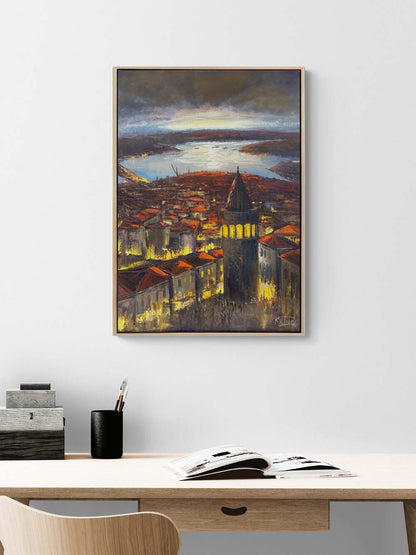 Galata’dan Bir Akşam Yağlı Boya Tablosu