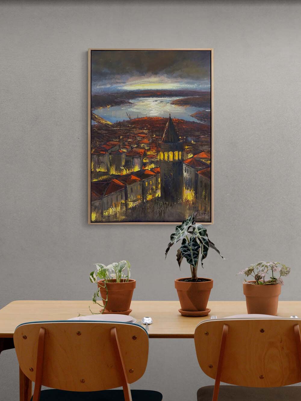 Galata’dan Bir Akşam Yağlı Boya Tablosu