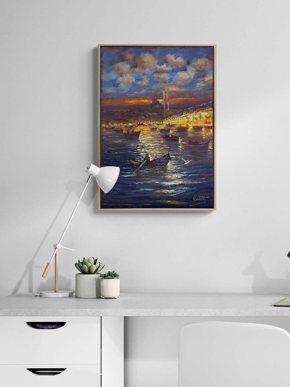 Boğaza Salinan Sandallar Yağlı Boya Tablosu