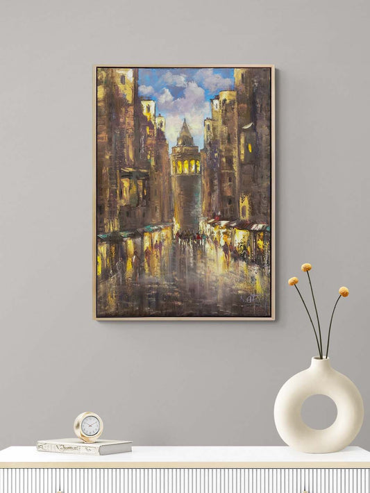 Bir Gün Galata'da Yağlı Boya Tablosu