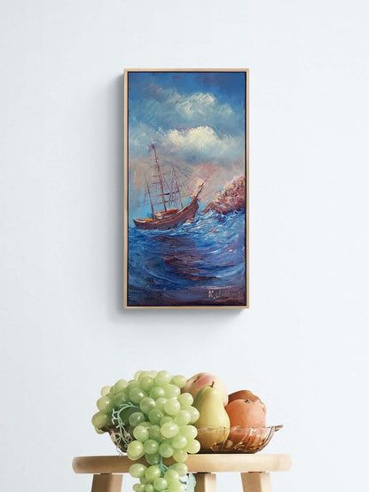 Rüzgarla Savrulan Mavi Yağlı Boya Tablosu