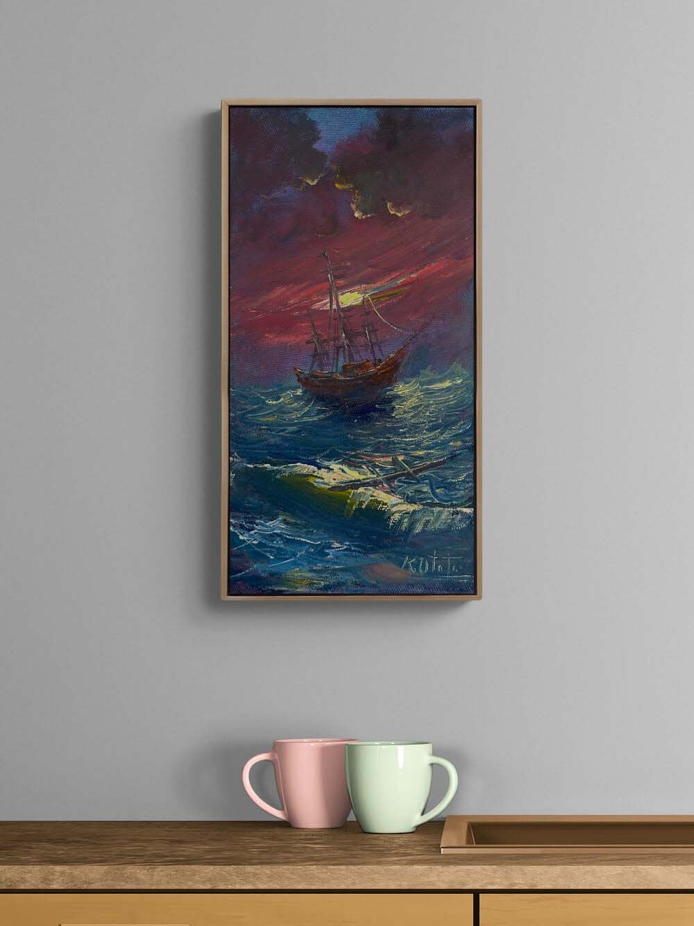 Dalgaların Ardında Yağlı Boya Tablosu