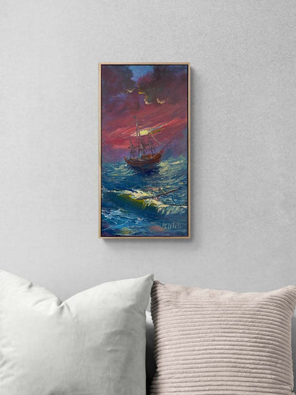 Dalgaların Ardında Yağlı Boya Tablosu