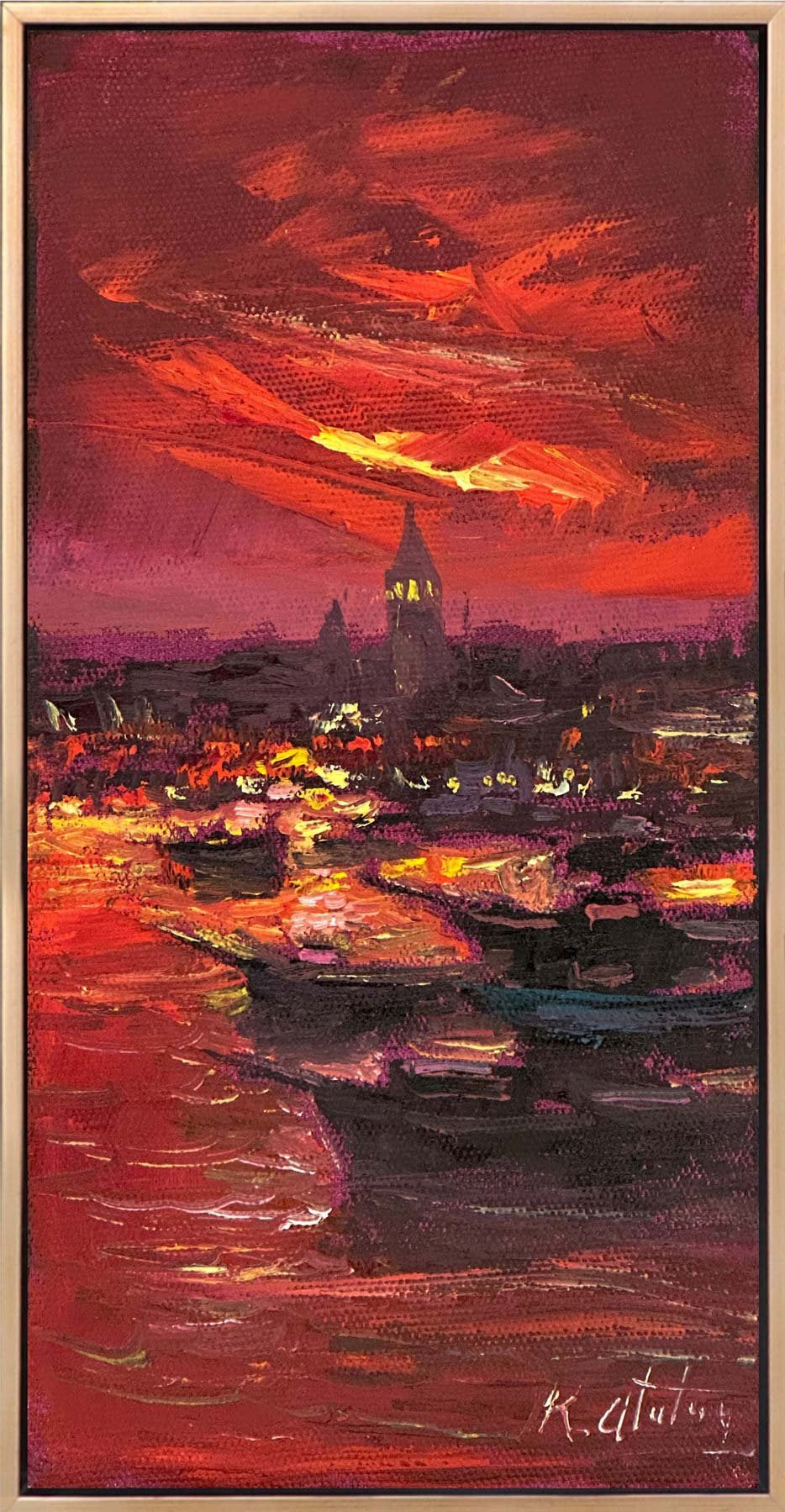 Boğaz Kırmızı Hali Yağlı Boya Tablosu