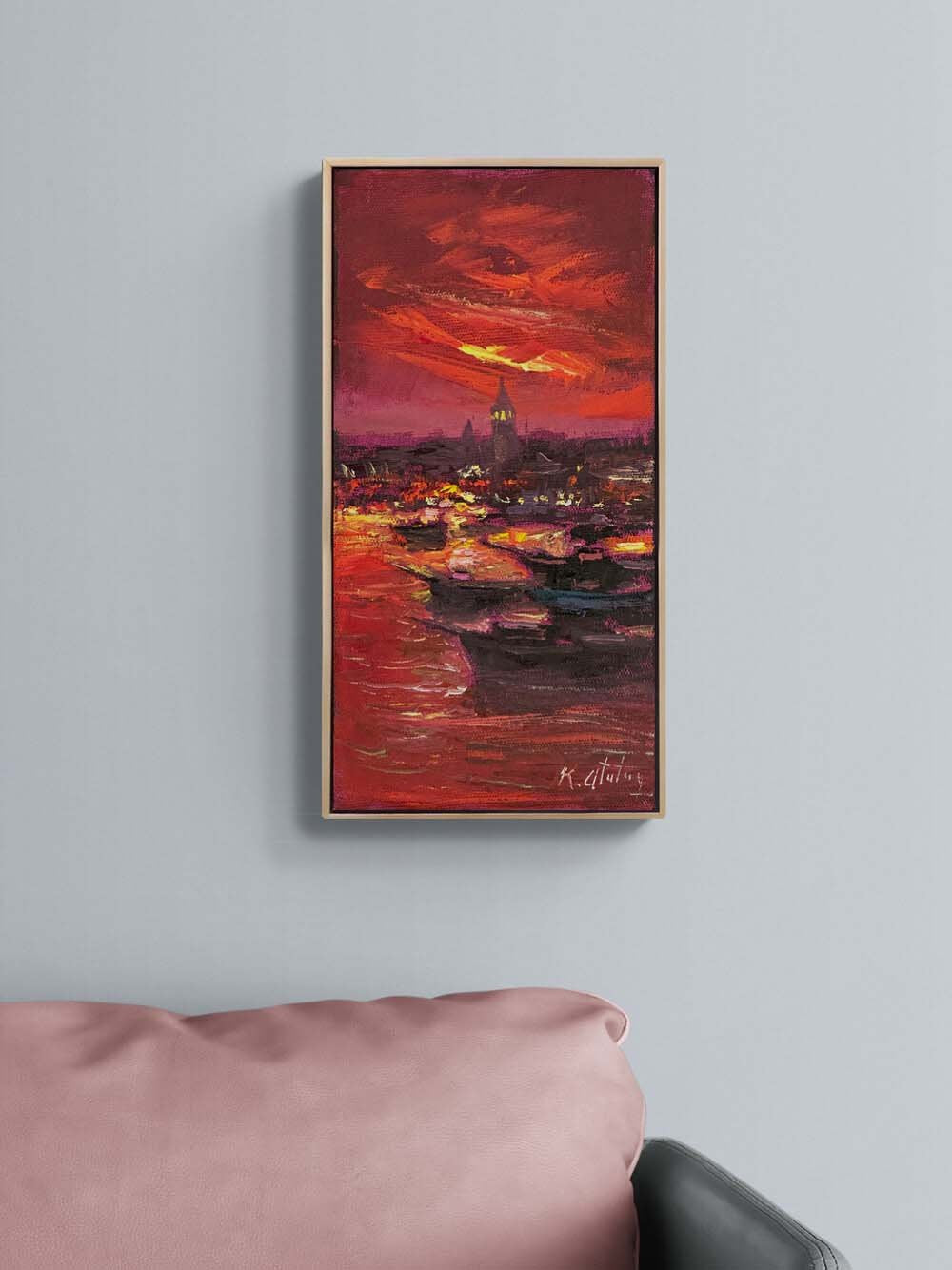 Boğaz Kırmızı Hali Yağlı Boya Tablosu