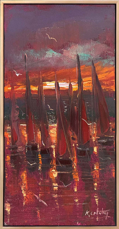 Kırmızı Yelkenler Yağlı Boya Tablosu