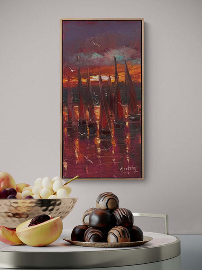 Kırmızı Yelkenler Yağlı Boya Tablosu