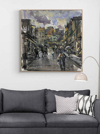 Sokakta Zamanın Akışı Yağlı Boya Tablosu
