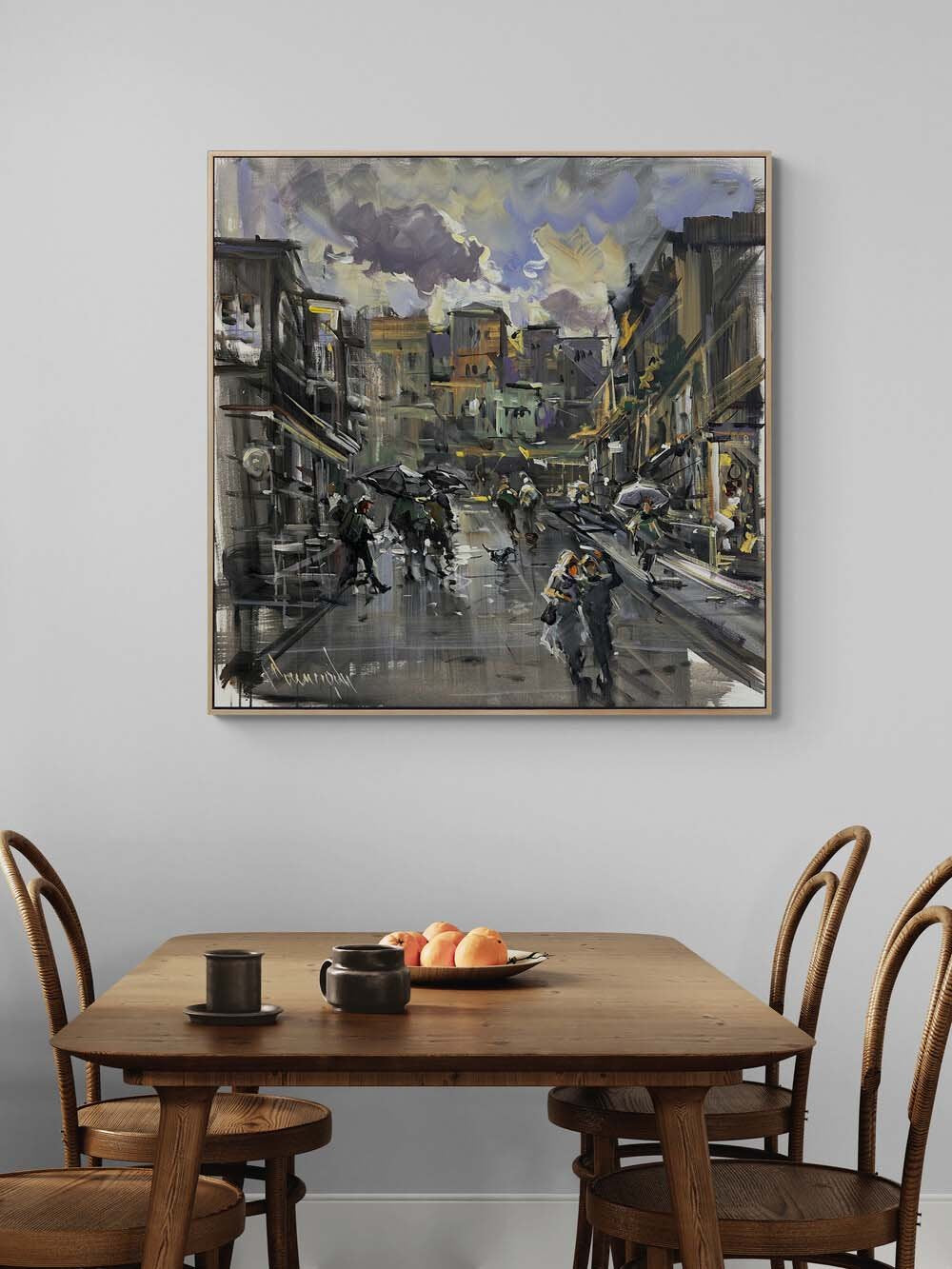 Sokakta Zamanın Akışı Yağlı Boya Tablosu