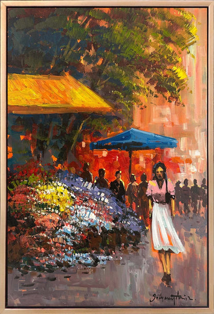 Çiçekçilerin Arasında Yağlı Boya Tablosu