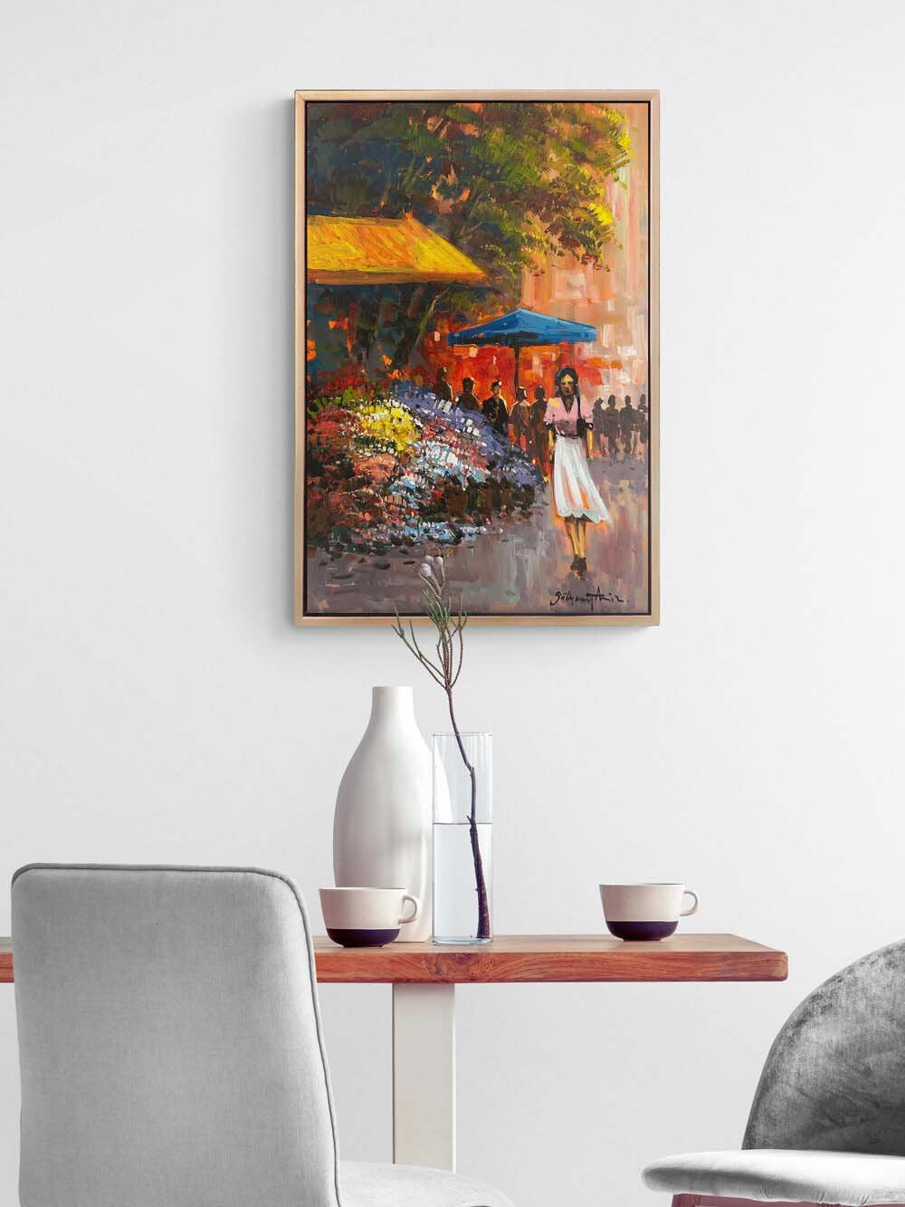 Çiçekçilerin Arasında Yağlı Boya Tablosu