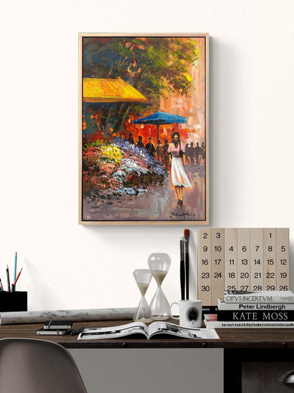 Çiçekçilerin Arasında Yağlı Boya Tablosu