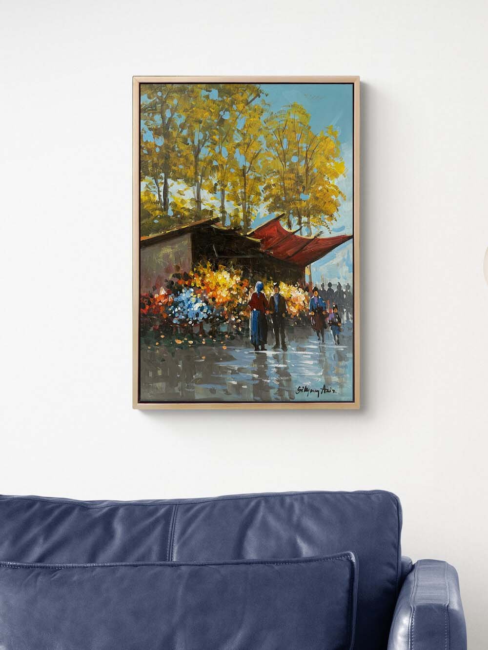 Kaldırımda Bir Bahar Yağlı Boya Tablosu