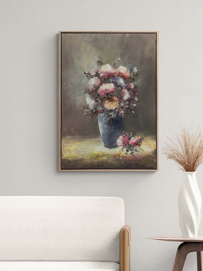 Kalpte Açan Çiçekler Yağlı Boya Tablosu