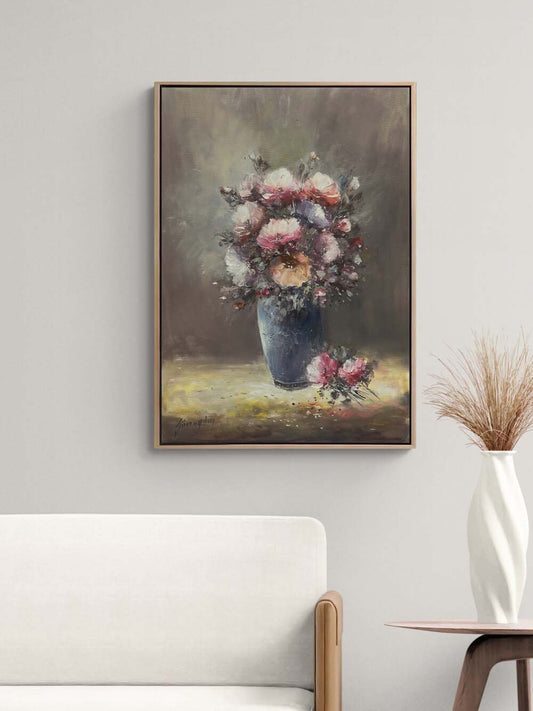 Kalpte Açan Çiçekler Yağlı Boya Tablosu