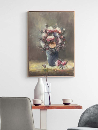 Kalpte Açan Çiçekler Yağlı Boya Tablosu