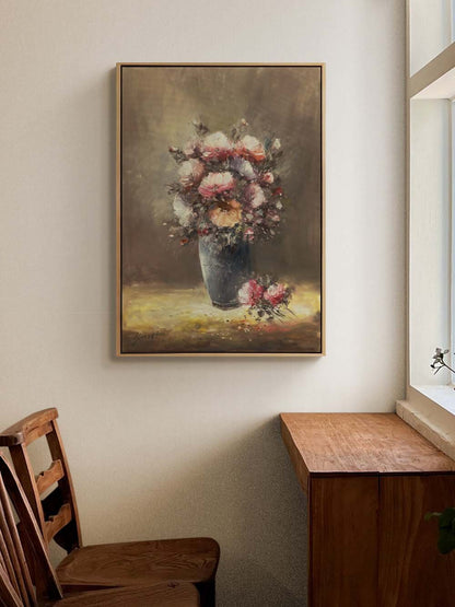 Kalpte Açan Çiçekler Yağlı Boya Tablosu