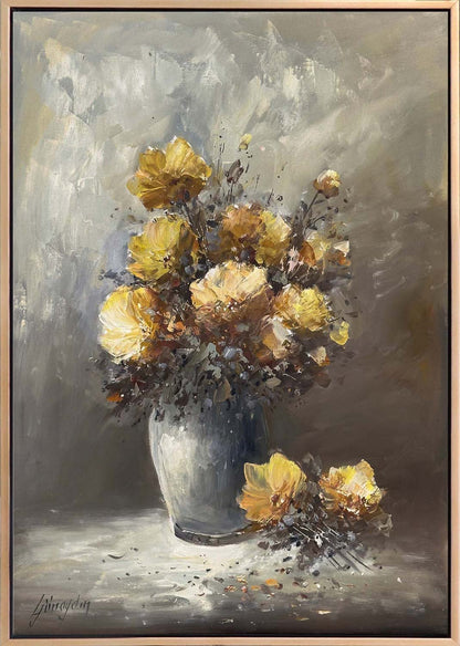 Vazonun İçindeki Bahar Yağlı Boya Tablosu
