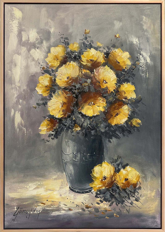 Sadece Bir Çiçek Yağlı Boya Tablosu