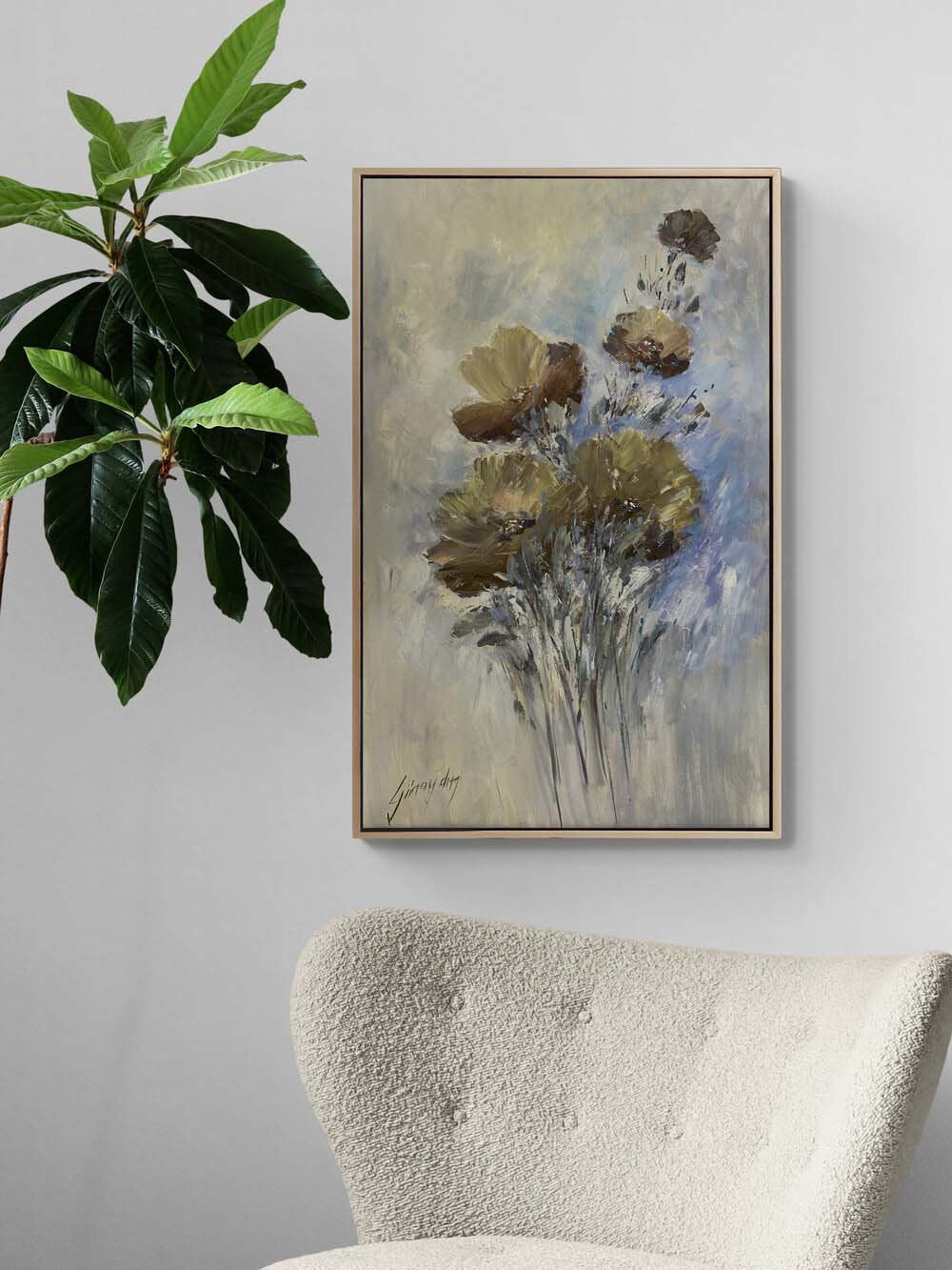 Anemon Çiçeği Yağlı Boya Tablosu