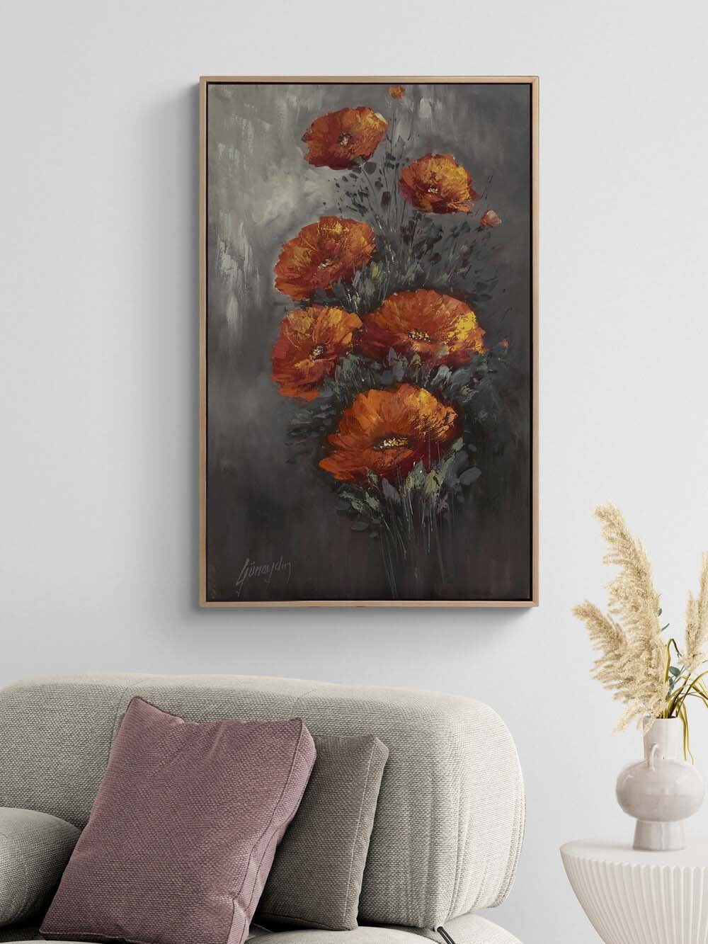 Kırmızı Düğün Çiçekeleri Yağlı Boya Tablosu