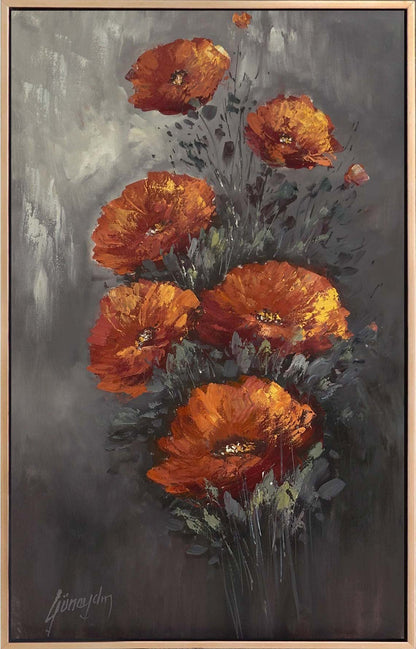 Kırmızı Düğün Çiçekeleri Yağlı Boya Tablosu