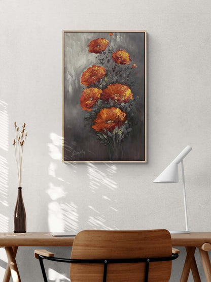 Kırmızı Düğün Çiçekeleri Yağlı Boya Tablosu