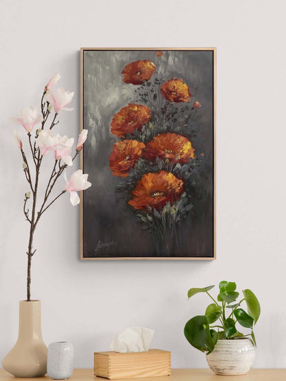 Kırmızı Düğün Çiçekeleri Yağlı Boya Tablosu